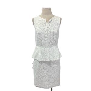 Max Studio Ivory Eyelet Lace Peplum Dress